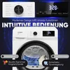 A marketing image for a Bomann washing machine, showcasing its features and design. Produktbild-Vorschau