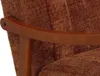 Close-up of a wooden armrest and brown fabric upholstery of a chair. Podgląd zdjęcia produktu