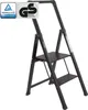 Alu Trittleiter 2-stufig schwarz klappbar Handlauf 150 kg Produktbild-Vorschau 2