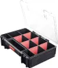 A black organizer box with clear lid and red dividers. Náhled obrázku produktu