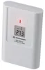 A white wireless temperature and humidity sensor with a digital display. Produktbild-Vorschau