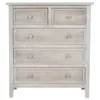 A light gray wooden chest of drawers with five drawers. Podgląd zdjęcia produktu
