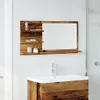 A bathroom vanity with a mirror and sink, featuring a rustic wood finish. Produktbild-Vorschau