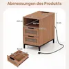 Table de chevet avec station de recharge et 2 tiroirs, Voir les images du produit 2