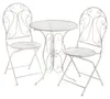 A white metal bistro set with a round table and two chairs, displayed on a white background. Produktbild-Vorschau