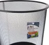 A close-up view of a black mesh waste bin with a product label attached. Náhled obrázku produktu