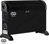 A black electric convector heater with its stand is shown against a white background. Produktbild-Vorschau