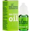 A bottle of tea tree essential oil next to its packaging. Produktbild-Vorschau