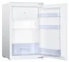 An open, empty white refrigerator with shelves and a crisper drawer. Produktbild-Vorschau