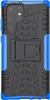 A black and blue phone case with a kickstand is shown from the back. Produktbild-Vorschau