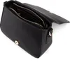 A black leather handbag with its flap open, revealing the interior. Podgląd zdjęcia produktu