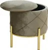 Elegante pouf JASTRIAN con vano contenitore - beige / oro Anteprima dell’immagine prodotto 4