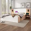 A bedroom scene with a bed, nightstands, and a window view. Produktbild-Vorschau