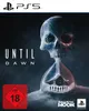 The cover art for the video game 'Until Dawn' on PS5, featuring a skull hourglass with a house and figures inside, and age rating. Produktbild-Vorschau
