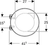 A technical drawing with dimensions of a toilet seat. Produktbild-Vorschau