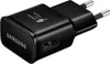 A black Samsung fast charging adapter with a USB port and European plug prongs. Produktbild-Vorschau