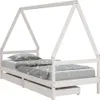 vidaXL Dětská postýlka se zásuvkami bílá 90x200 cm Masivní Náhled obrázku produktu 1