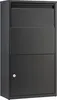 A dark gray parcel mailbox with a slot at the top and a door at the bottom with a keyhole. Produktbild-Vorschau