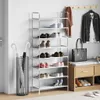 vidaXL Schuhregal mit 8 Böden Metall und Vliesstoff Silbern Produktbild-Vorschau 1
