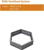 A hexagonal raised garden bed frame is shown against a white background, with product specifications listed above. Voir les images du produit