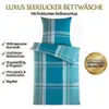 Seersucker Bettwäsche Baumwolle Kariert Türkis Grau 135x200 Produktbild-Vorschau 3