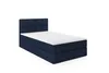 A navy blue boxspring bed with a white mattress and headboard, shown from a diagonal angle against a white background. Podgląd zdjęcia produktu