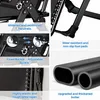 Collage of close-up images highlighting features of a black reclining chair. Produktbild-Vorschau