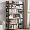 A tall, multi-shelf industrial-style bookshelf filled with books and decorative items, placed against a light gray wall. Produktbild-Vorschau