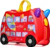 A red Trunki suitcase designed to look like a double-decker bus, featuring Peppa Pig characters. Produktbild-Vorschau