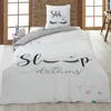 Bettwäsche Set 2-teilig 135x200 80x80 cm mit Wimpern Sterne Produktbild-Vorschau 1