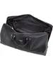 An open black leather duffel bag is shown against a white background. Produktbild-Vorschau