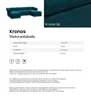 A teal sofa and a close-up of the fabric with product information. Náhled obrázku produktu