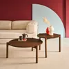 sweeek - 2er-Set runde Tische Holzlook - Nussbaumfarben Produktbild-Vorschau 2