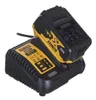 A DeWalt battery charger with a battery inserted, shown against a white background. Voir les images du produit