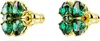 A pair of gold-colored stud earrings with green gemstones arranged in a clover shape. Produktbild-Vorschau