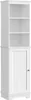 A white tall cabinet with shelves and a door. Produktbild-Vorschau