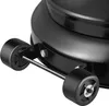 A close-up view of the wheels and base of a black gas heater. Produktbild-Vorschau