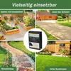A collage of four garden scenes showcasing the versatility of a weed barrier fabric, with a central image of the product packaging. Voir les images du produit
