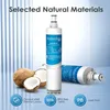 A product image for a water filter, featuring the product itself and coconuts, with text overlays highlighting its features. Anteprima dell’immagine prodotto