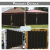 A collage of four images showing black outdoor curtains installed in different patio and gazebo settings. Anteprima dell’immagine prodotto