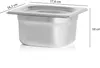 A stainless steel food container with dimensions indicated. Produktbild-Vorschau