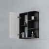A wall-mounted bathroom cabinet with one door open, showing shelves with various toiletries. Produktbild-Vorschau