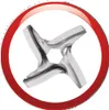 A close-up of a metal blade with a hexagonal center, set against a white background and framed by a red circle. Anteprima dell’immagine prodotto