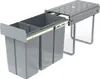 A pull-out kitchen trash bin system with two compartments. Voir les images du produit