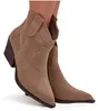 Slip-on Damen Cowboy-Stiefeletten Aus Natürlichem Wildleder Produktbild-Vorschau 1