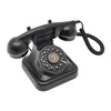 A black retro rotary dial telephone is shown against a white background. Podgląd zdjęcia produktu