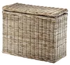 A woven rattan laundry hamper with a lid, presented against a white background. Produktbild-Vorschau