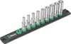A set of socket wrenches on a black magnetic strip. Produktbild-Vorschau