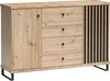 A light wood sideboard with black metal legs and black drawer pulls. Náhľad obrázku produktu