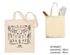 Two tote bags are shown, one with a boho design and the other empty with a baguette and rolled-up paper inside. Dimensions are provided. Náhled obrázku produktu